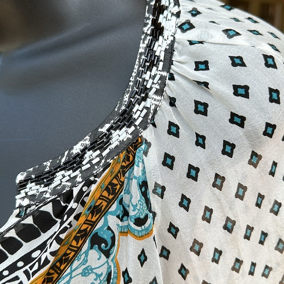 HALE BOB tunic in white, black, blue, & mustard, Small, EUC - Picture 4 of 12